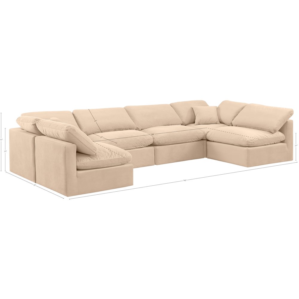 Indulge Beige Velvet Modular Sectional