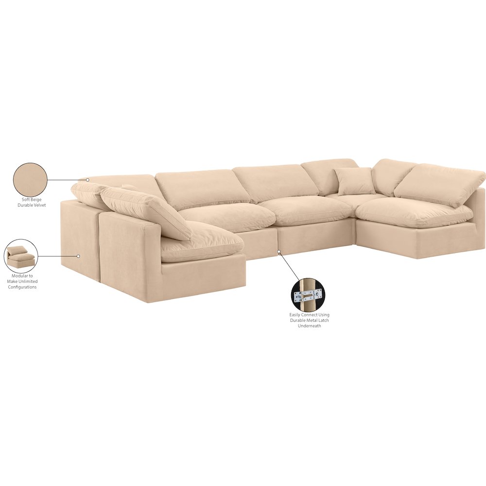 Indulge Beige Velvet Modular Sectional