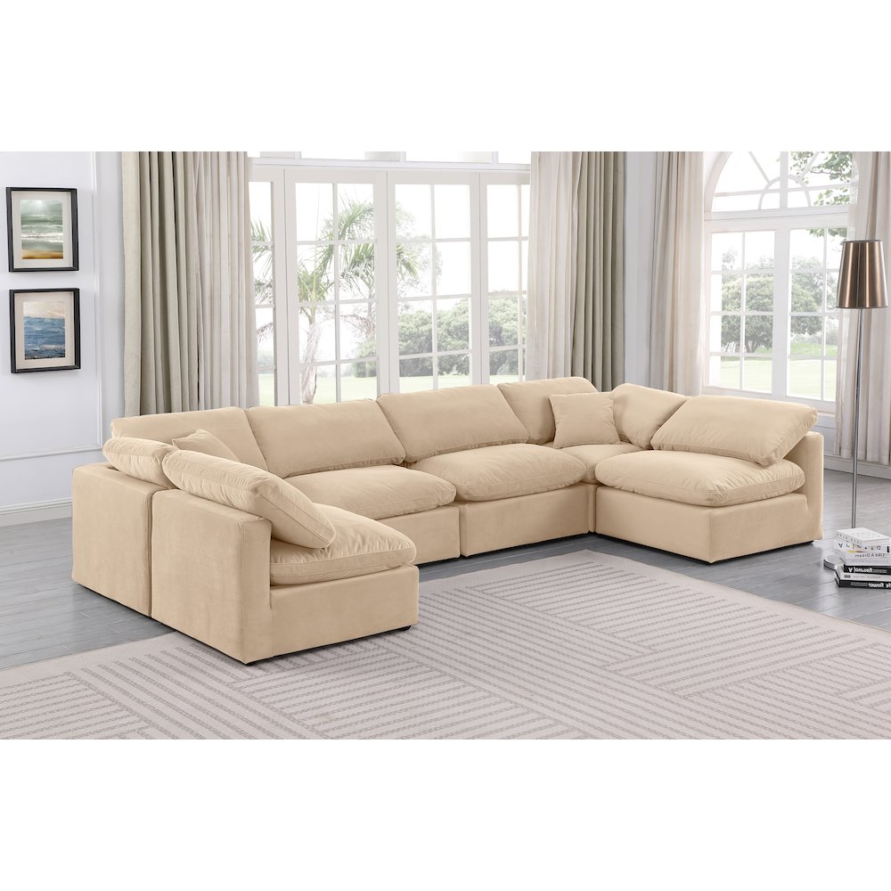 Indulge Beige Velvet Modular Sectional