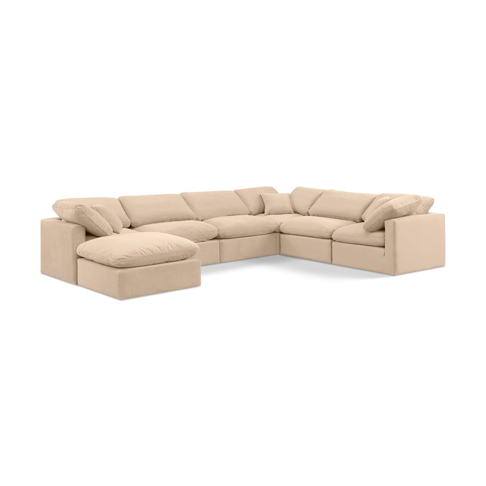 Indulge Beige Velvet Modular Sectional