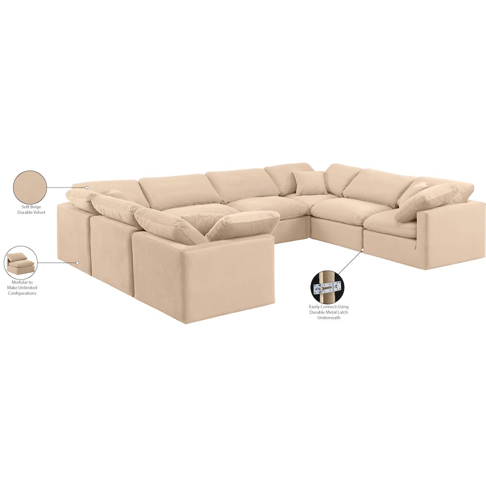 Indulge Beige Velvet Modular Sectional