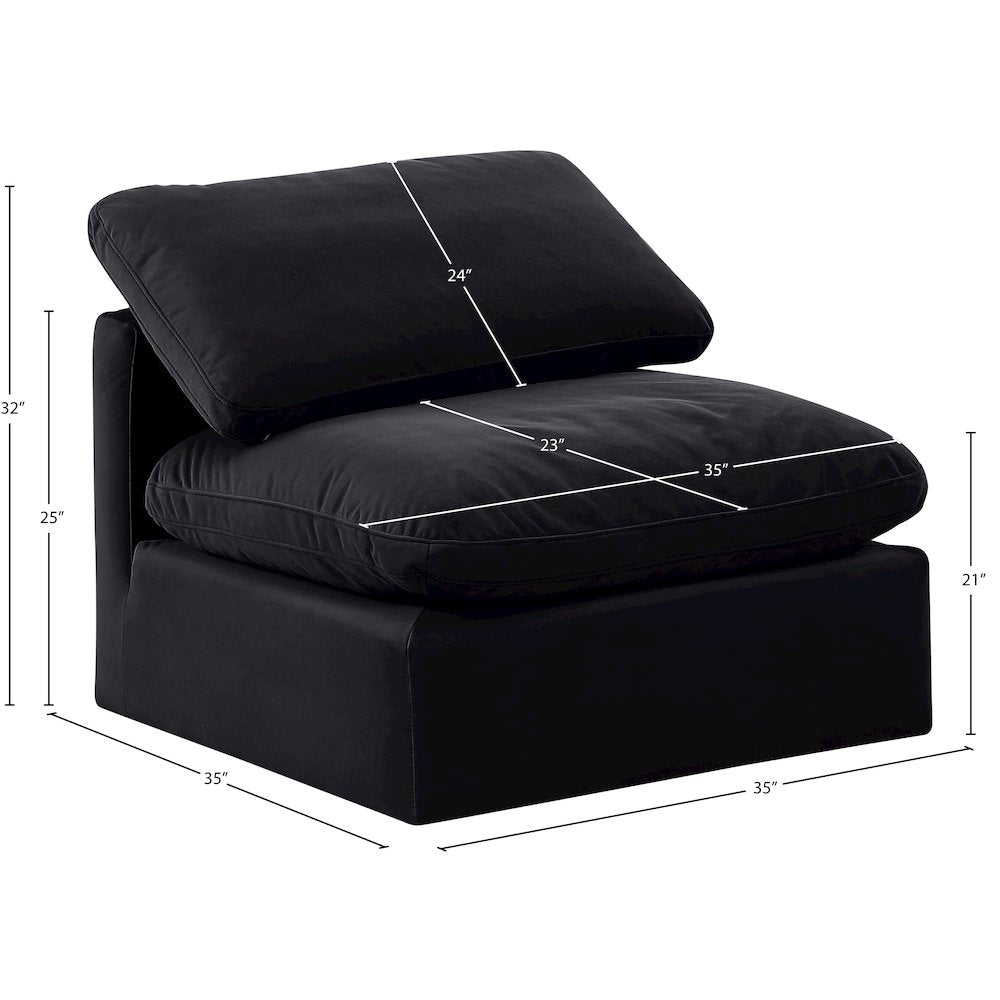Indulge Black Velvet Armless Chair