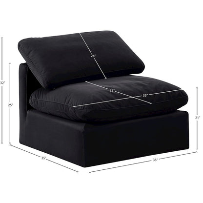 Indulge Black Velvet Armless Chair