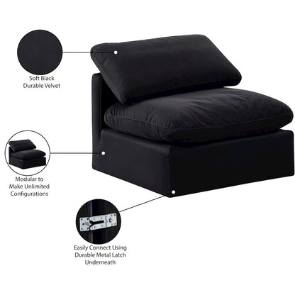 Indulge Black Velvet Armless Chair