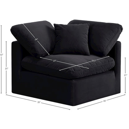 Indulge Black Velvet Corner Chair