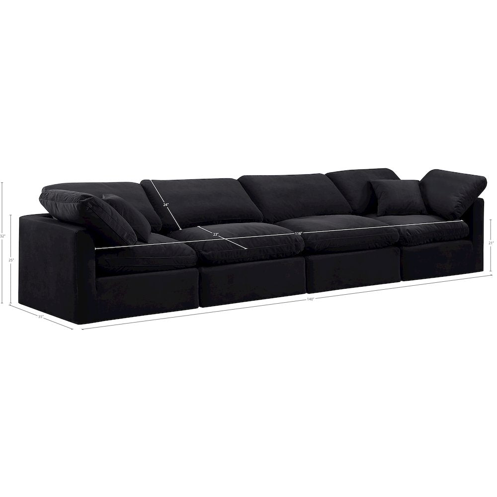 Indulge Black Velvet Modular Sofa