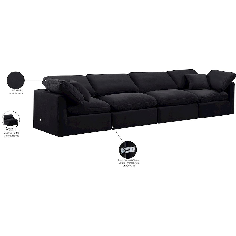 Indulge Black Velvet Modular Sofa