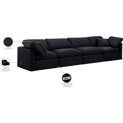 Indulge Black Velvet Modular Sofa