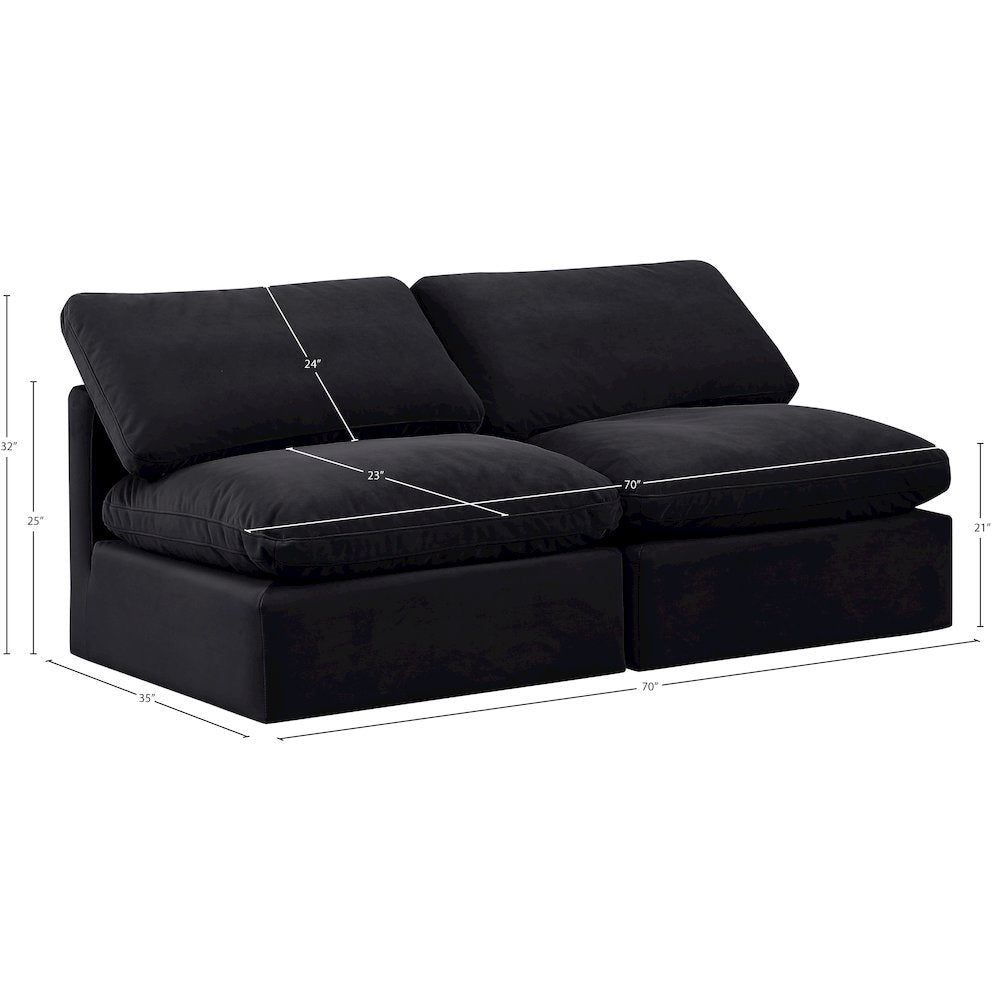 Indulge Black Velvet Modular Sofa