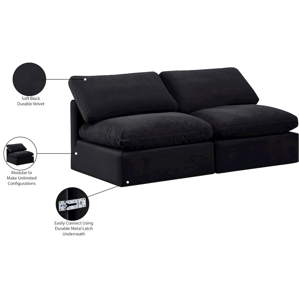 Indulge Black Velvet Modular Sofa