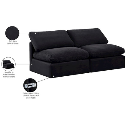 Indulge Black Velvet Modular Sofa
