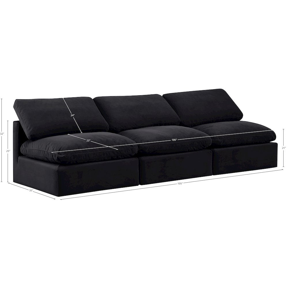 Indulge Black Velvet Modular Sofa
