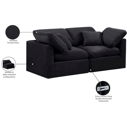 Indulge Black Velvet Modular Sofa
