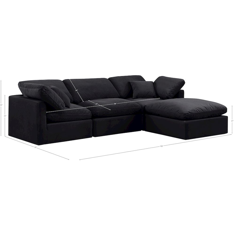 Indulge Black Velvet Modular Sectional