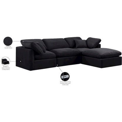 Indulge Black Velvet Modular Sectional