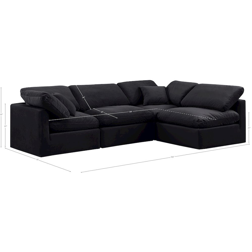 Indulge Black Velvet Modular Sectional