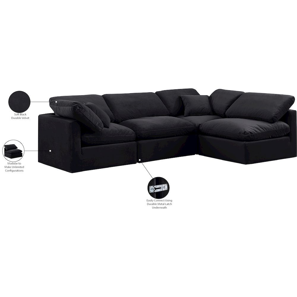 Indulge Black Velvet Modular Sectional