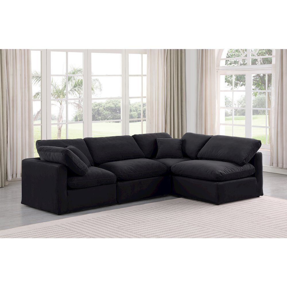 Indulge Black Velvet Modular Sectional