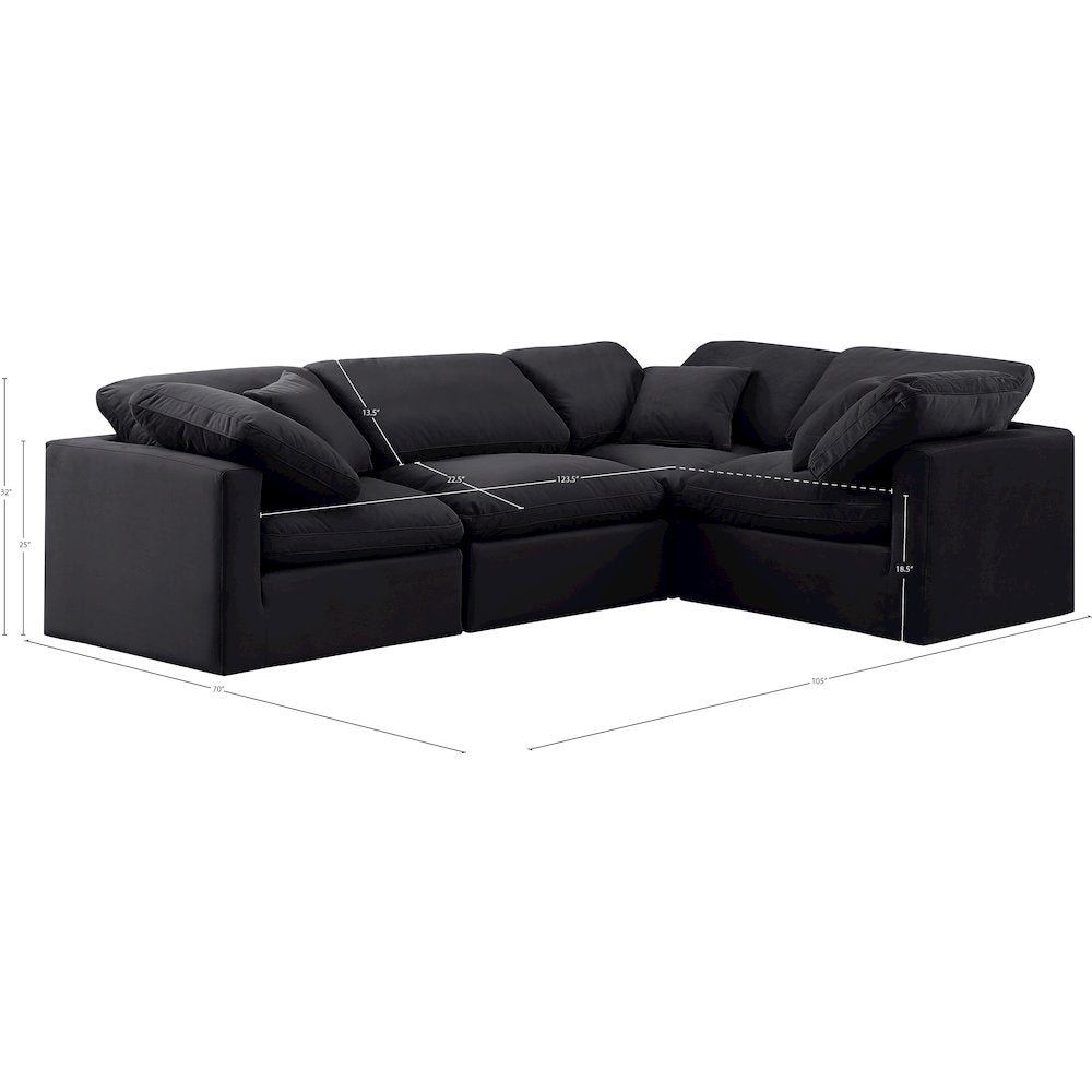 Indulge Black Velvet Modular Sectional