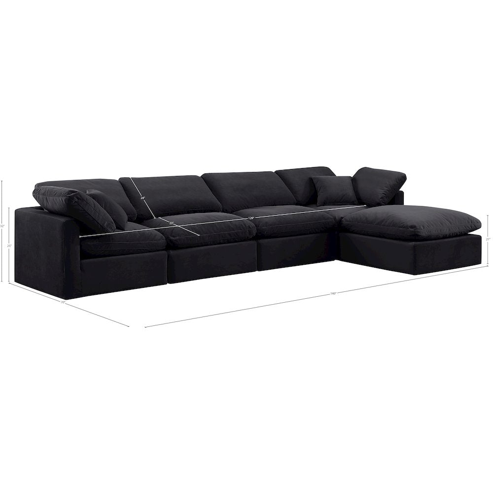 Indulge Black Velvet Modular Sectional