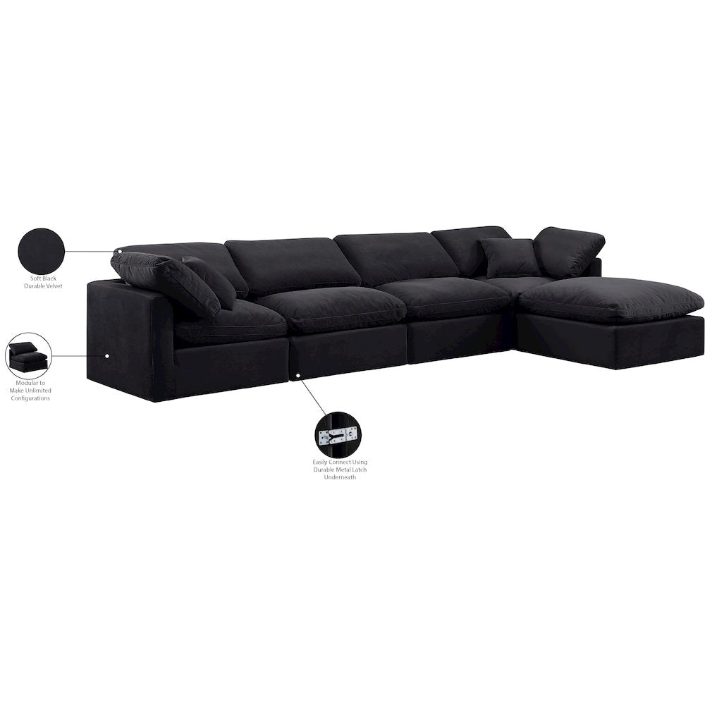 Indulge Black Velvet Modular Sectional