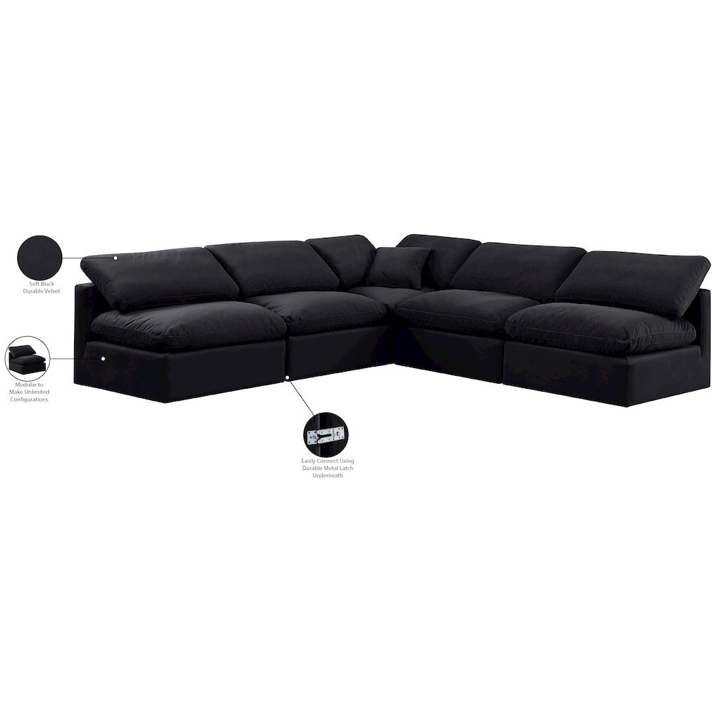 Indulge Black Velvet Modular Sectional