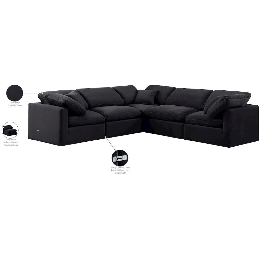 Indulge Black Velvet Modular Sectional