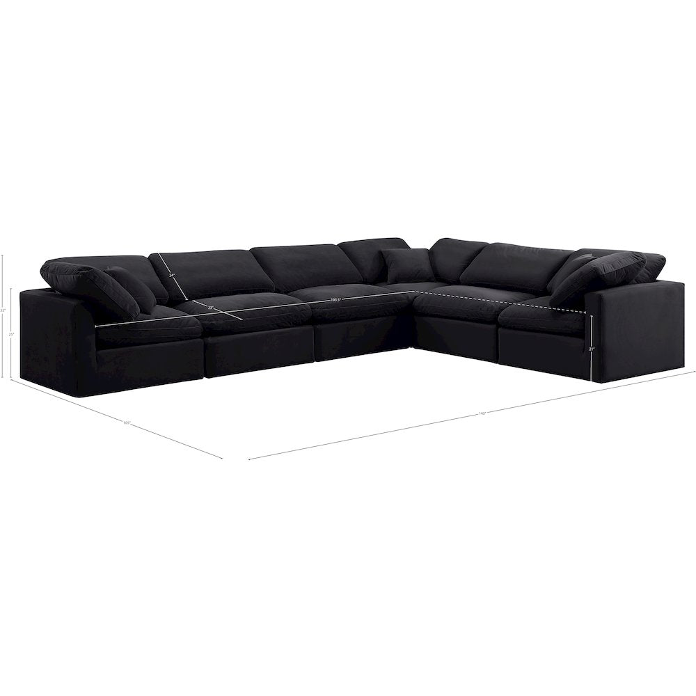 Indulge Black Velvet Modular Sectional