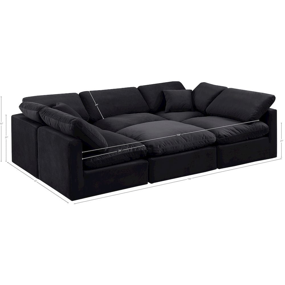 Indulge Black Velvet Modular Sectional