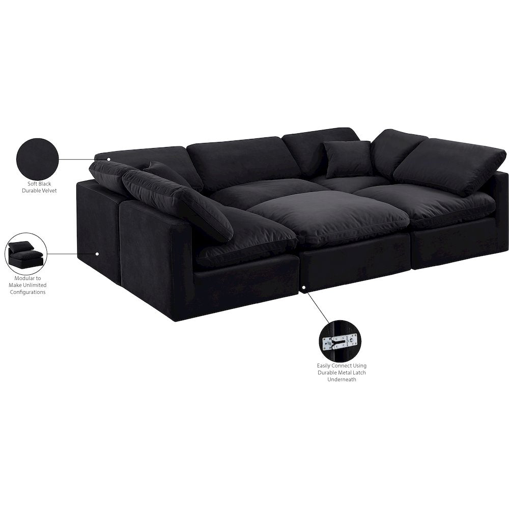 Indulge Black Velvet Modular Sectional