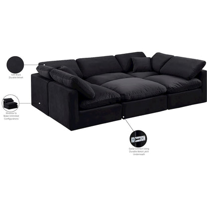 Indulge Black Velvet Modular Sectional