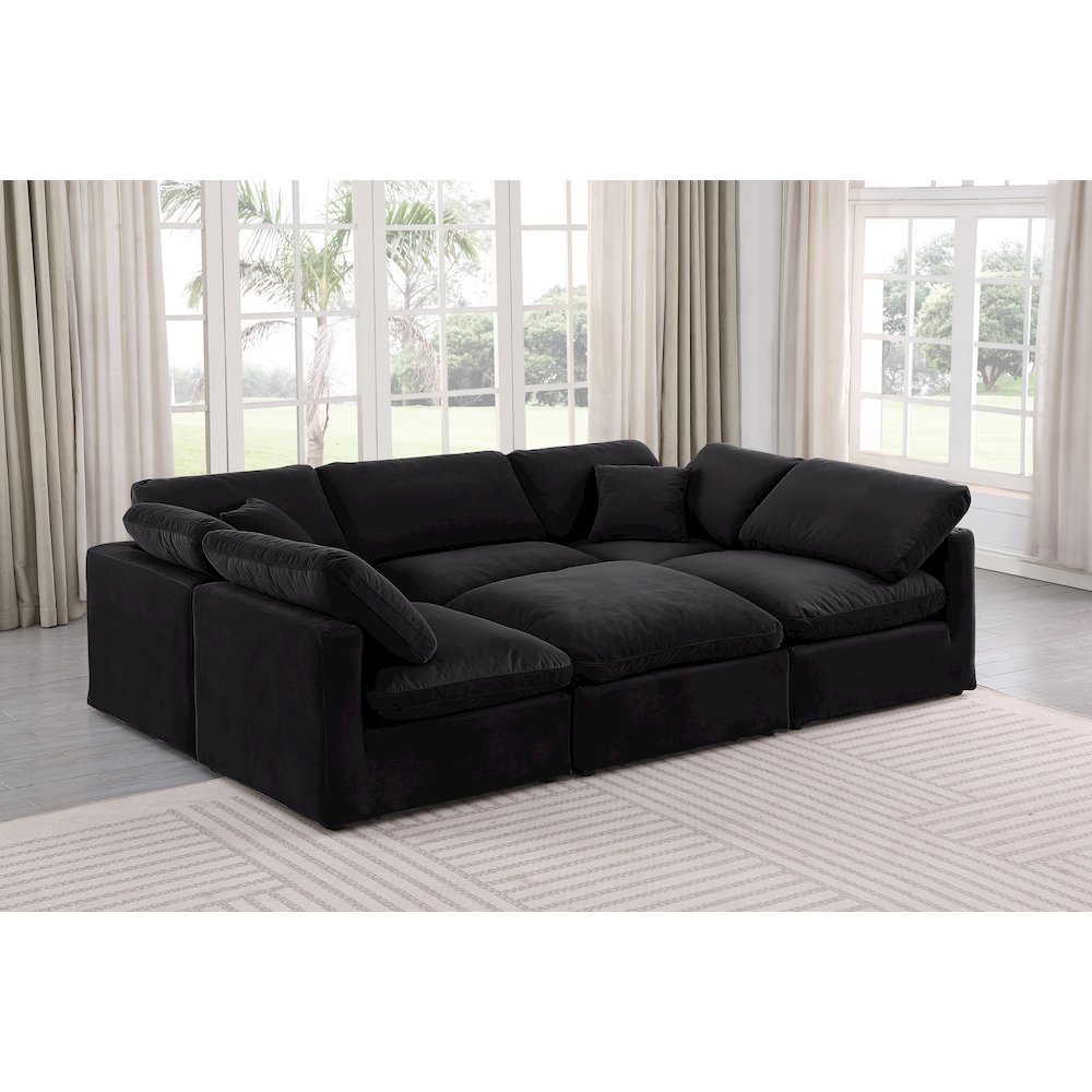 Indulge Black Velvet Modular Sectional