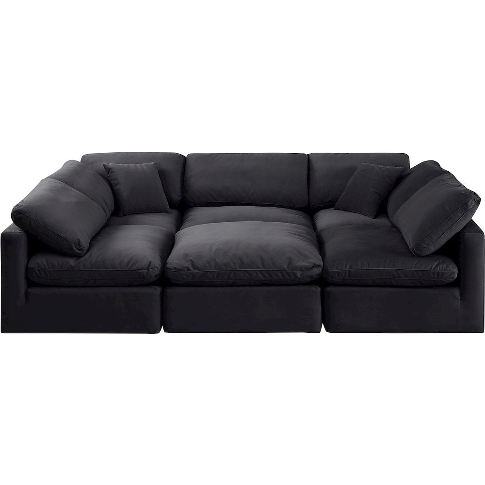 Indulge Black Velvet Modular Sectional