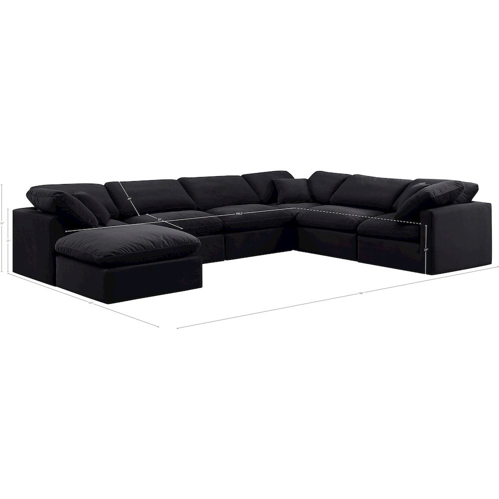 Indulge Black Velvet Modular Sectional