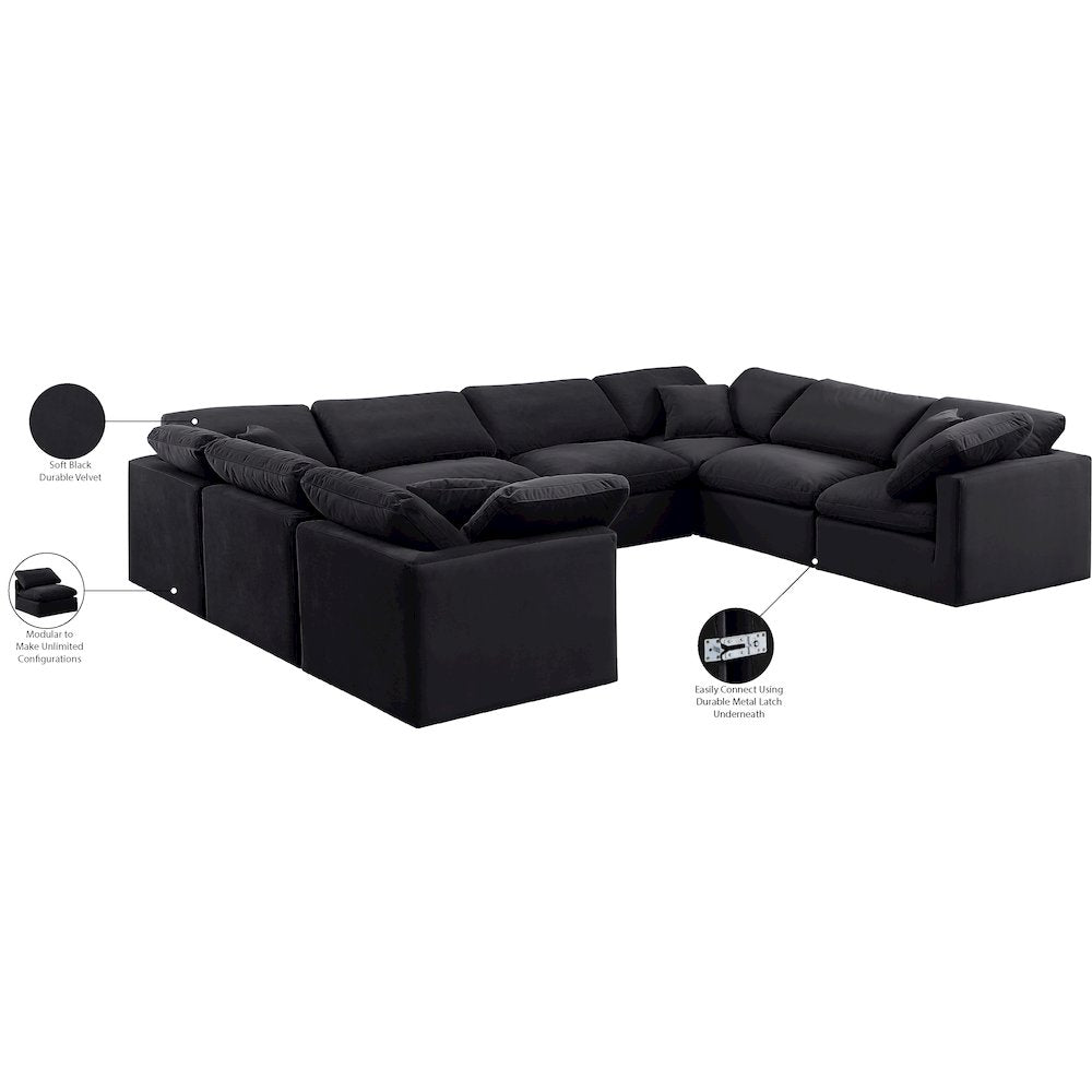 Indulge Black Velvet Modular Sectional