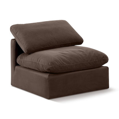 Indulge Brown Velvet Armless Chair