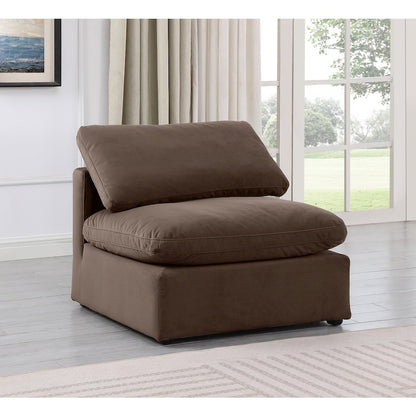 Indulge Brown Velvet Armless Chair