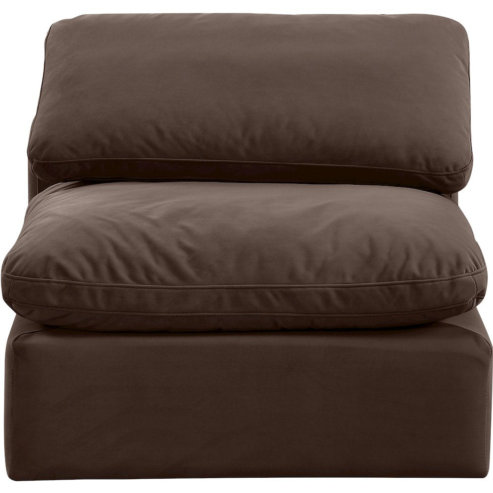 Indulge Brown Velvet Armless Chair