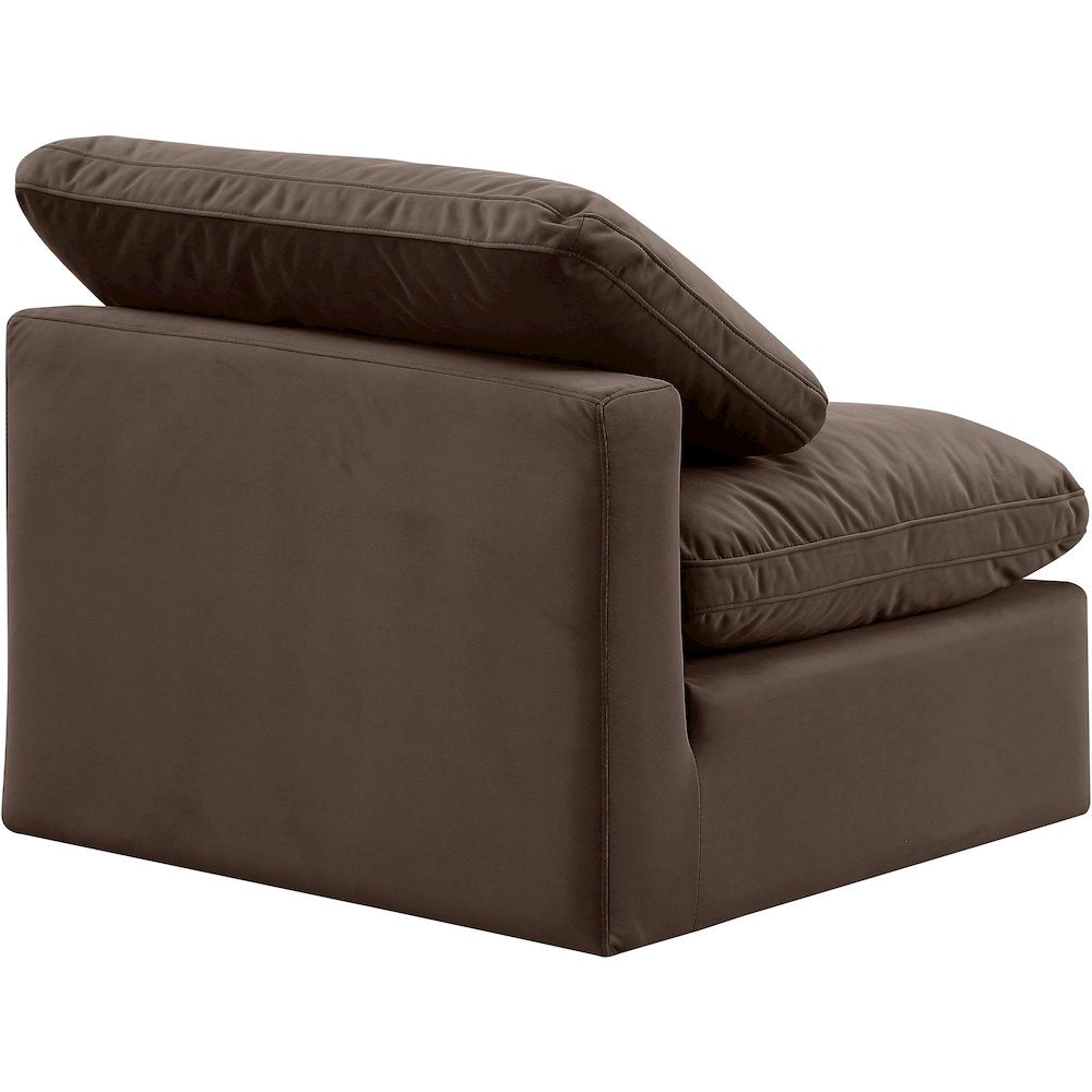 Indulge Brown Velvet Armless Chair