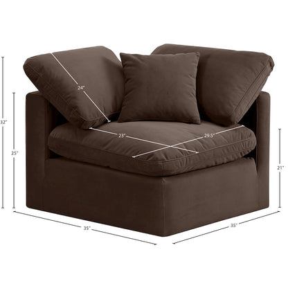 Indulge Brown Velvet Corner Chair