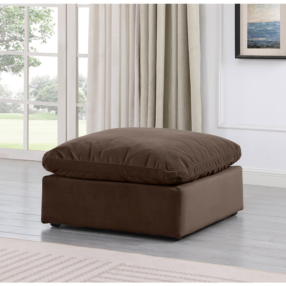 Indulge Brown Velvet Ottoman