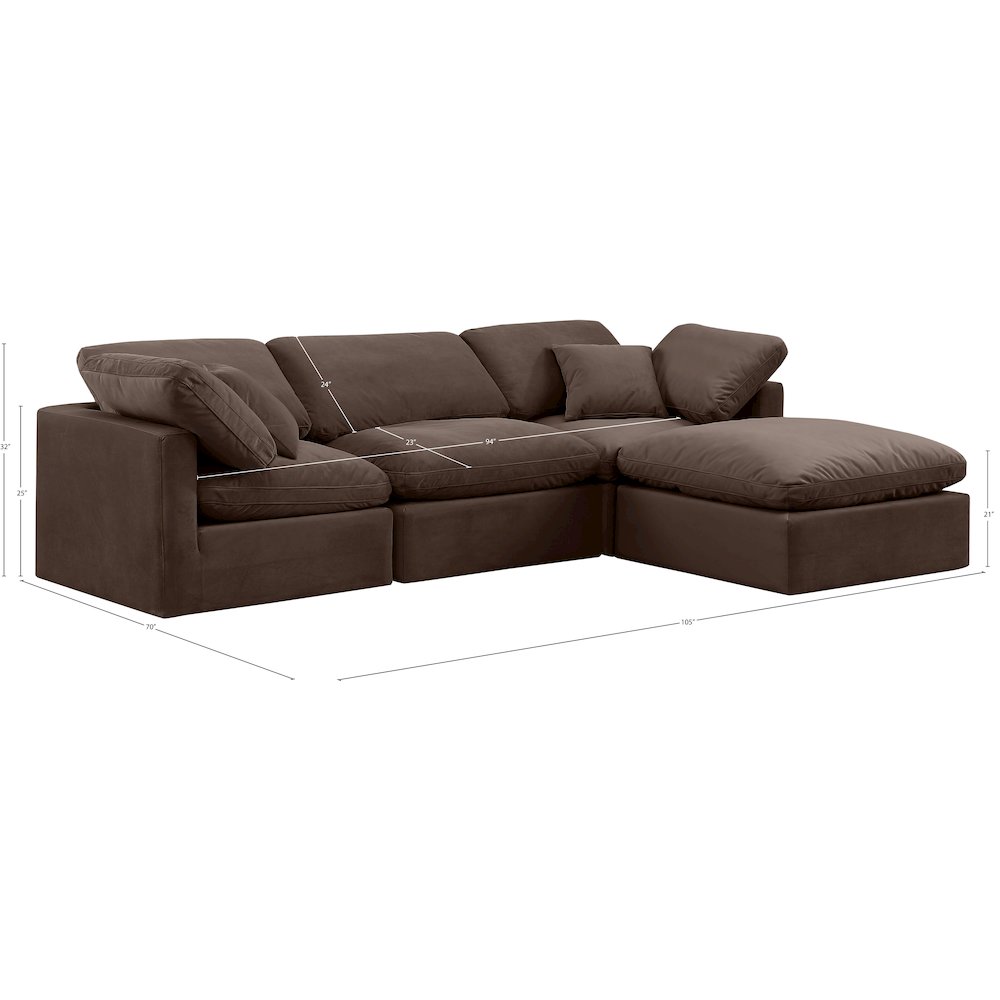 Indulge Brown Velvet Modular Sectional