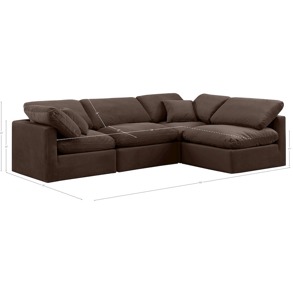 Indulge Brown Velvet Modular Sectional