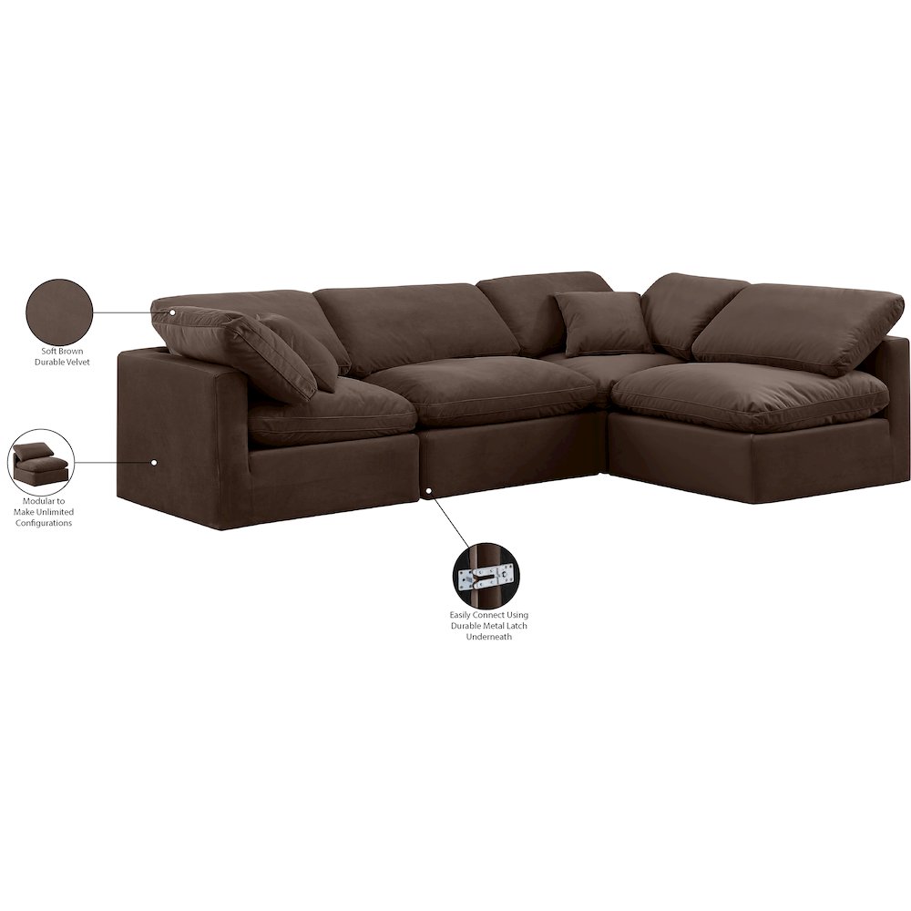 Indulge Brown Velvet Modular Sectional