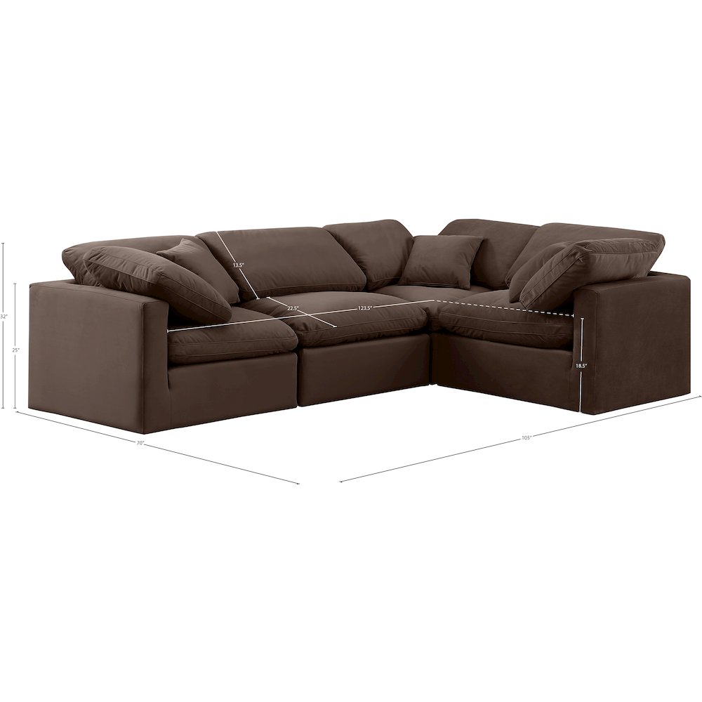 Indulge Brown Velvet Modular Sectional