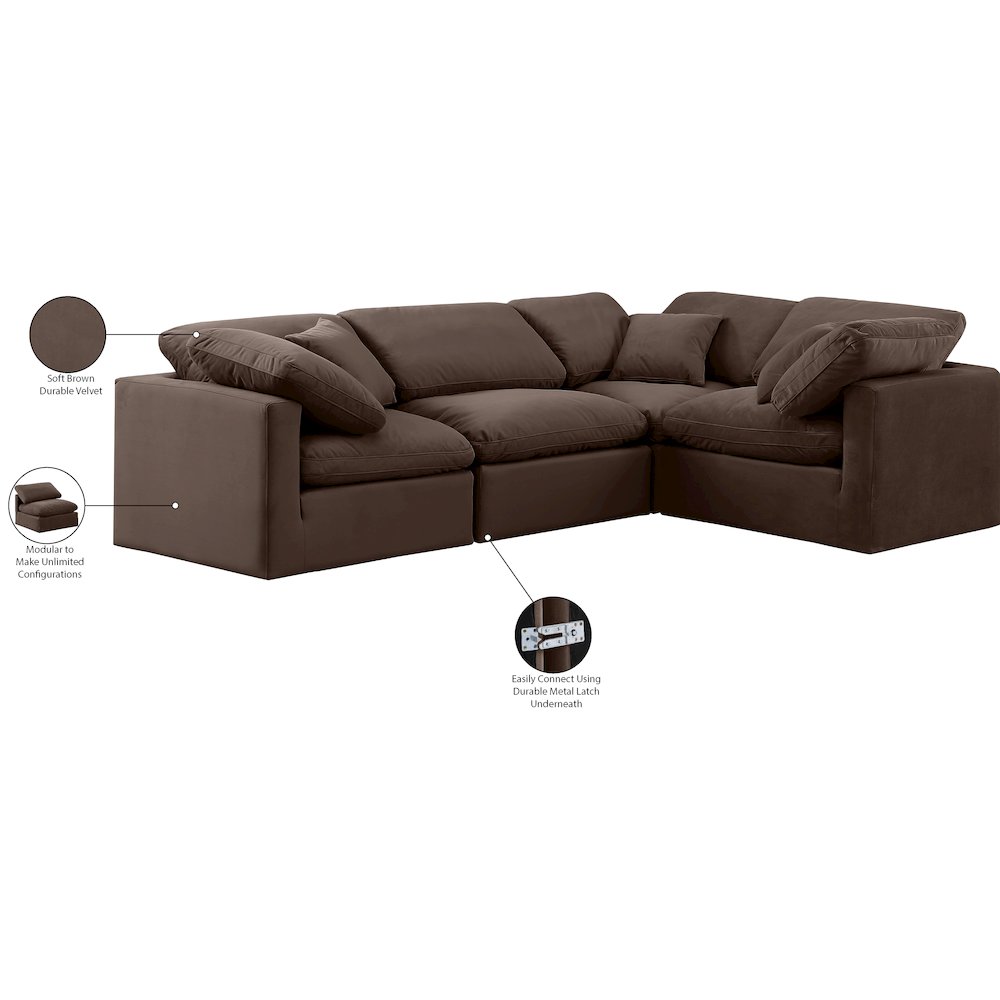 Indulge Brown Velvet Modular Sectional