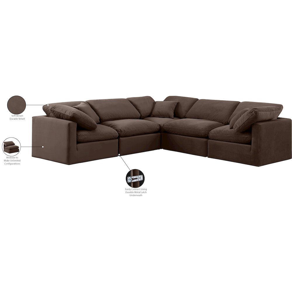 Indulge Brown Velvet Modular Sectional