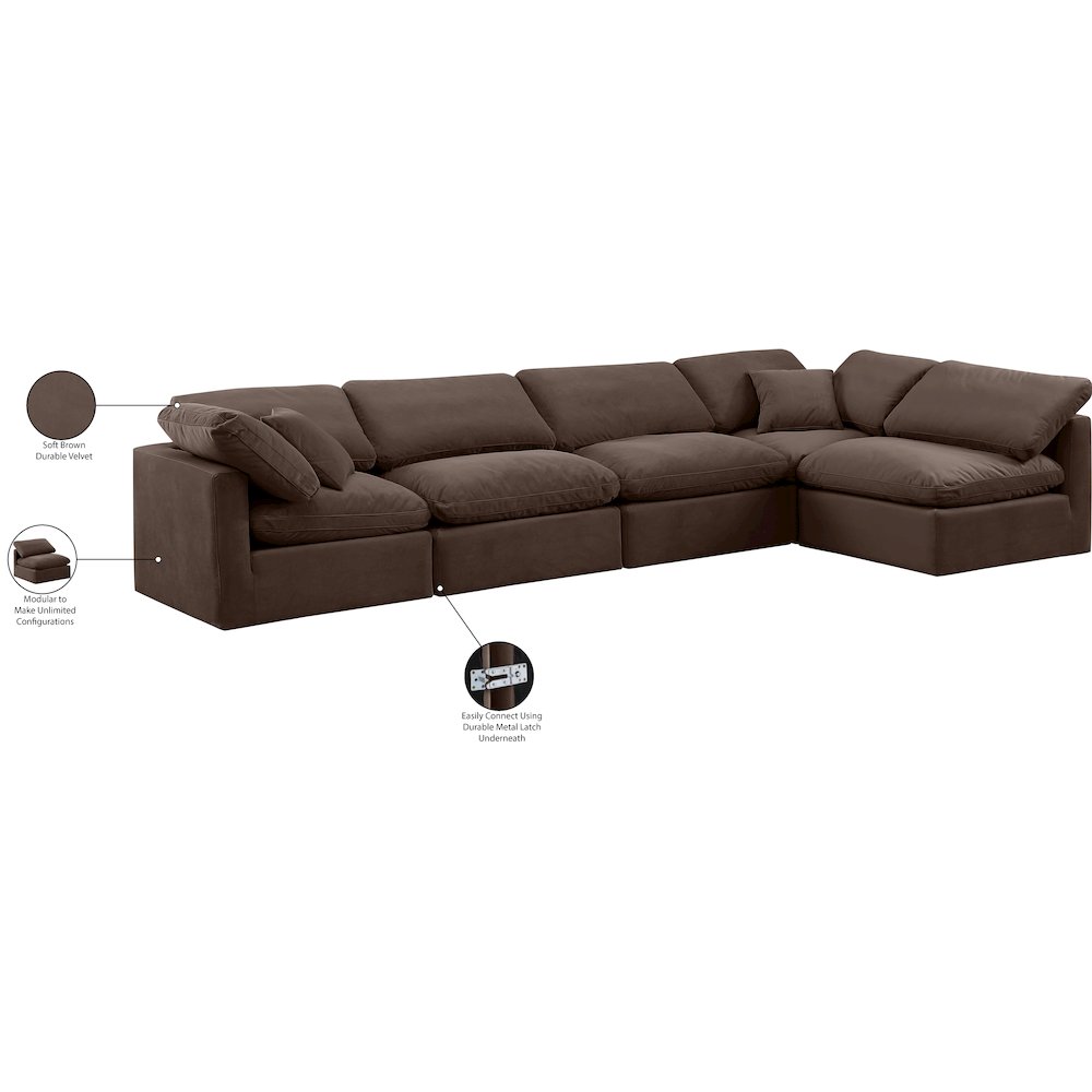Indulge Brown Velvet Modular Sectional