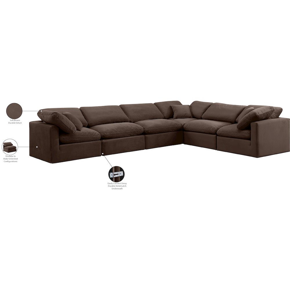 Indulge Brown Velvet Modular Sectional