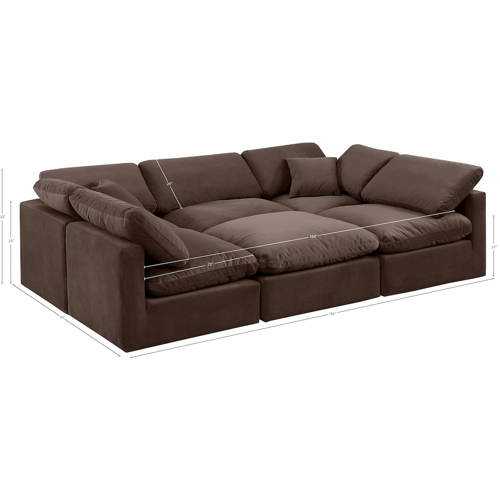 Indulge Brown Velvet Modular Sectional